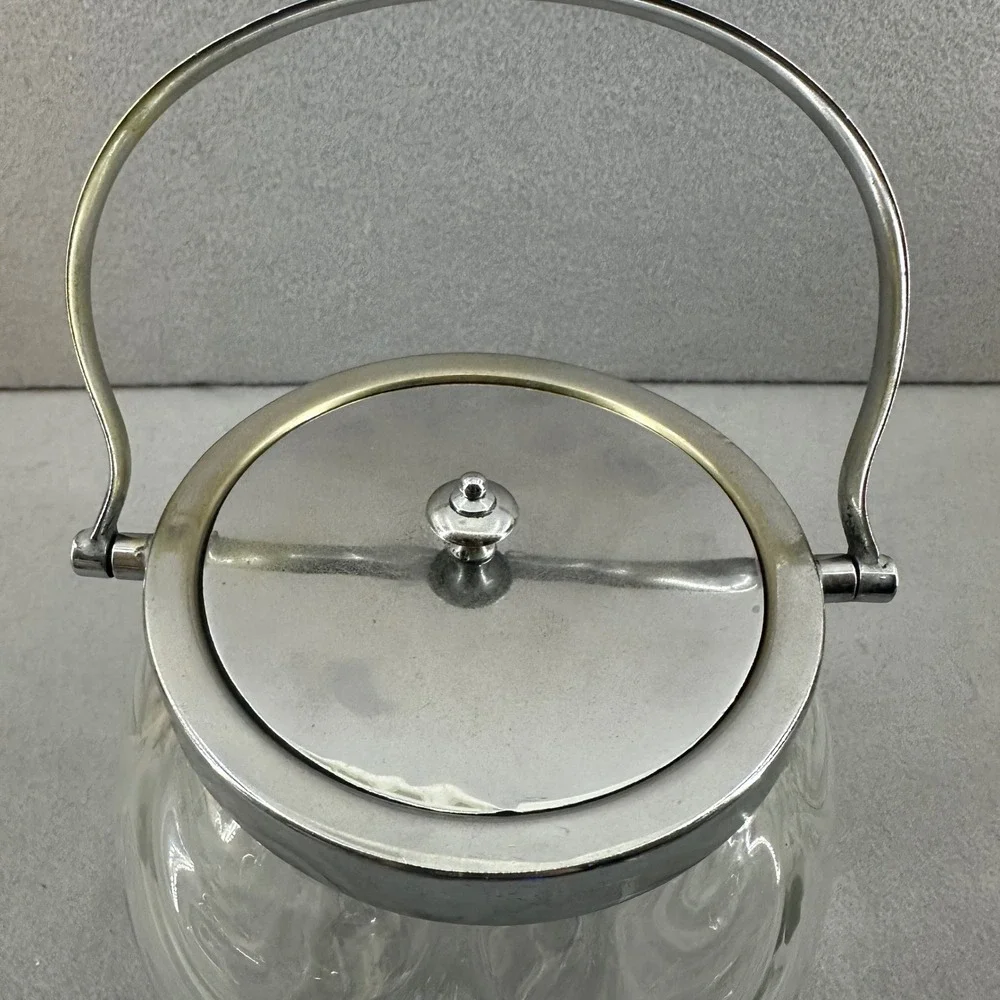 Vintage‎ Glass Ice Bucket Biscuit Jar Swirl Design Barware